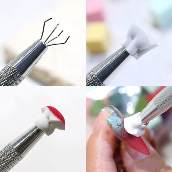 4-Claw Nail Sponge Reacher Grabber Pickup Tool Metal Grabber Reacher Tool 50Pcs Colorful Mini Nail Sponges - Image 8