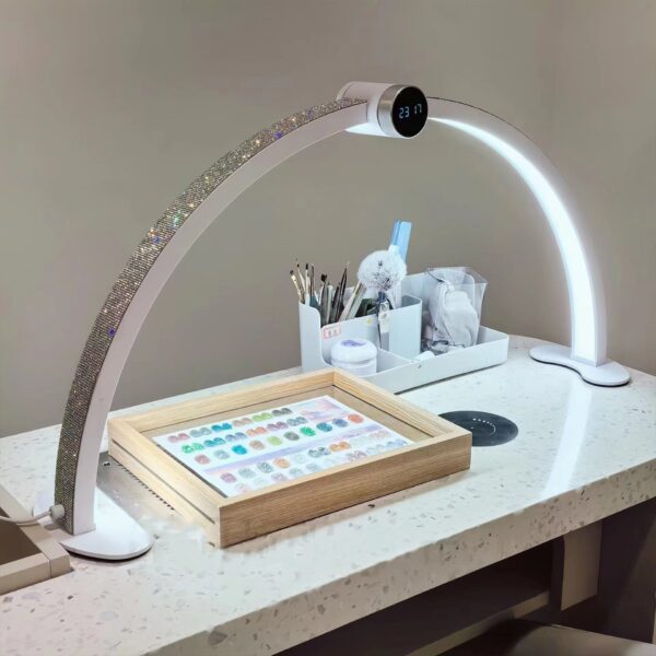 New Smart Touch Screen LED Nail Moon Lamp Desk Eyelash Lighting LCD Display Half Moon Nail Table Lamp - Image 2