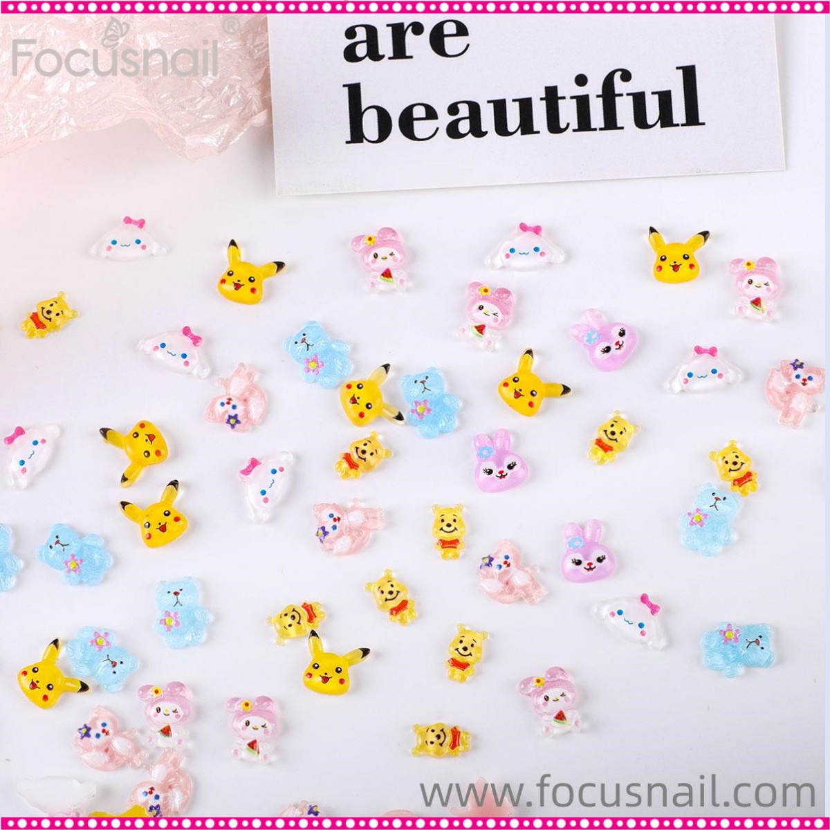 Nail Charms Nail Art Stickers Kawaii Nail Charms Slime Charms 3D Nail Art Charms Flatback Resin Charms
