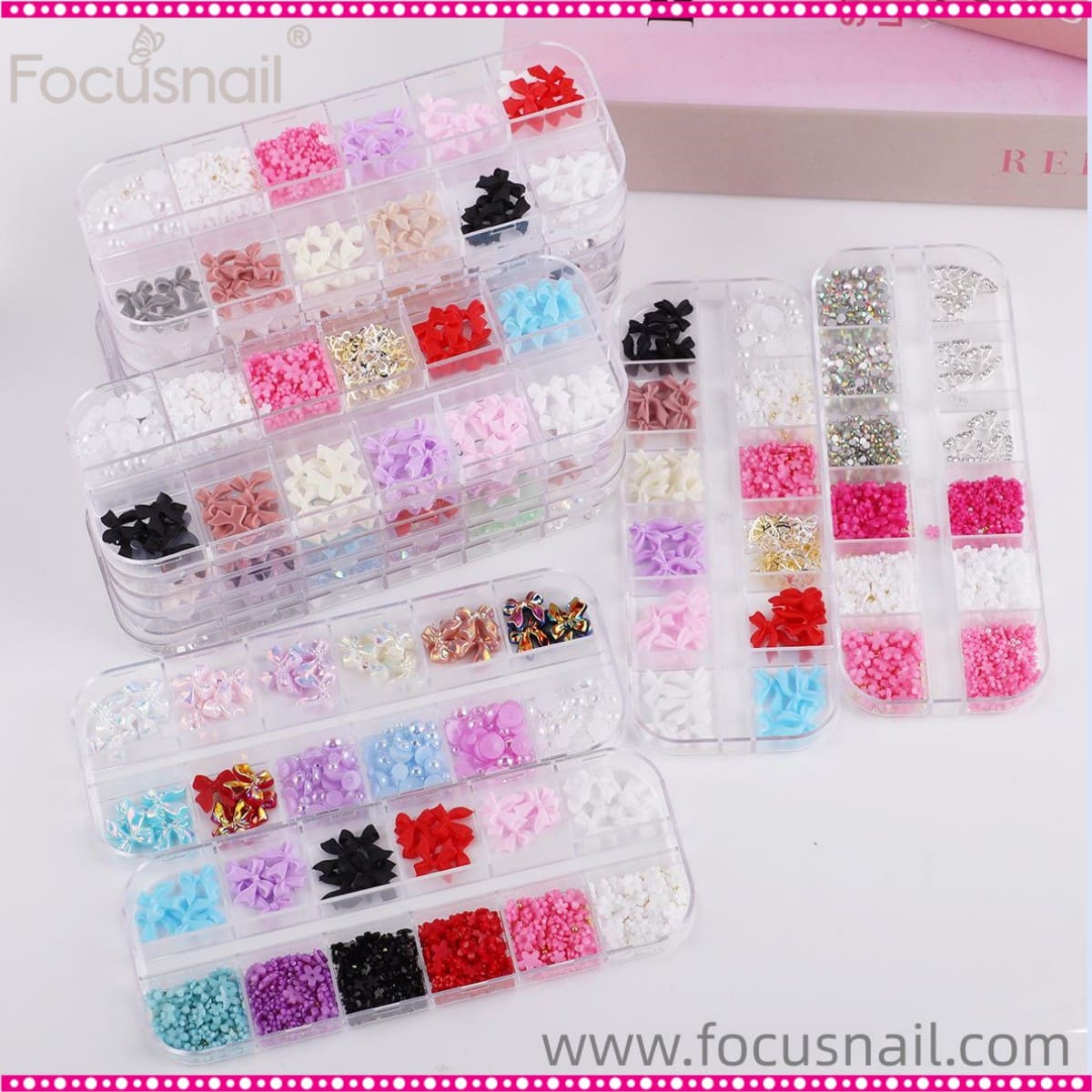 Bow Nail Charms Colorful Bow Nail Art Charms Multi Shape 3D Flatback Resin Charms