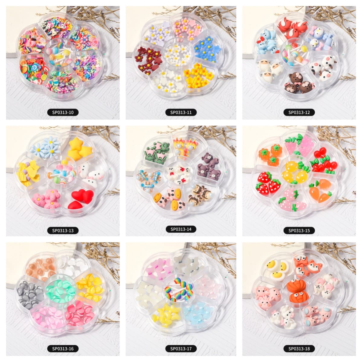 Bear Animals Candy Sunflowers Fruit Charms Nail Art Decoration - Image 5