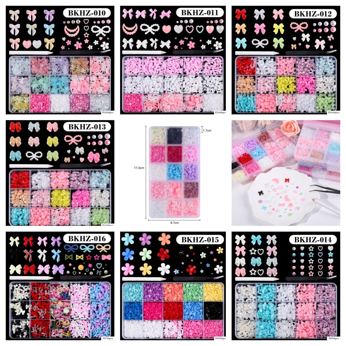 Nail Parts, Heart Ribbon, Approximately 500 Pieces, 3D Dimensional, Plump Star, Heart-shaped, Nail Pearl, Pink, Large, Nail Art, Decorative Parts, Jewelry Parts - Image 6
