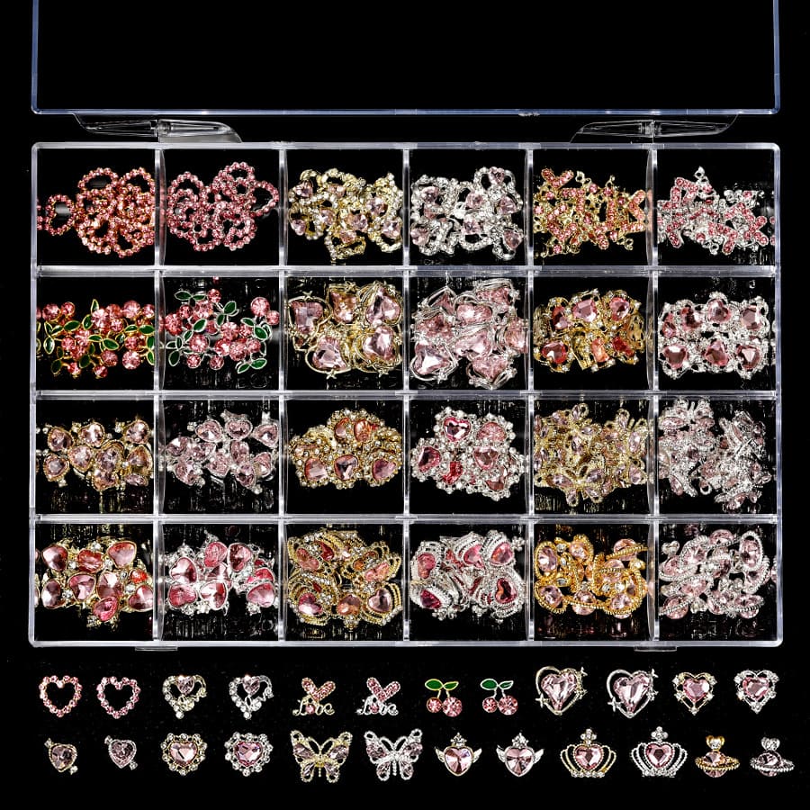 3D Heart Nail Art Charms Gold And Silver Nail Charms Heart Nail Accessories Red Rhinestones Nail Decorations For Women Girls - Image 3