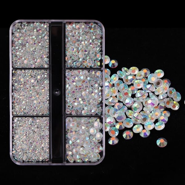 High quality 6 compartments multi size crystal rhinestones coloured flat back glass studs art decoration salon supplies - Image 4