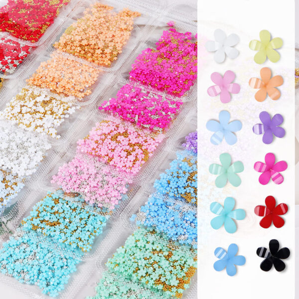 3D Flower Nail Art Glitter Charms and Metal Caviar Beads, Mixed Acrylic Accessories Designs Manicure Kits for Women Girls - Image 2