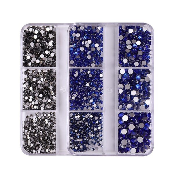 High quality 6 compartments multi size crystal rhinestones coloured flat back glass studs art decoration salon supplies - Image 7