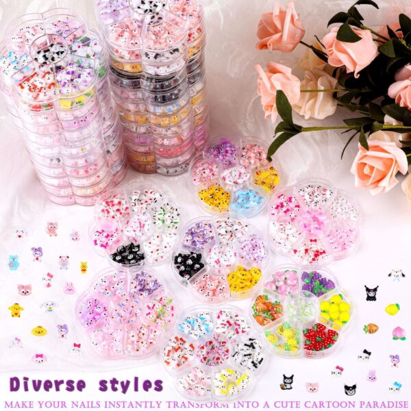 Nail Charms Nail Art Stickers Kawaii Nail Charms Slime Charms 3D Nail Art Charms Flatback Resin Charms - Image 2
