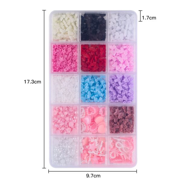 Nail Parts, Heart Ribbon, Approximately 500 Pieces, 3D Dimensional, Plump Star, Heart-shaped, Nail Pearl, Pink, Large, Nail Art, Decorative Parts, Jewelry Parts - Image 3