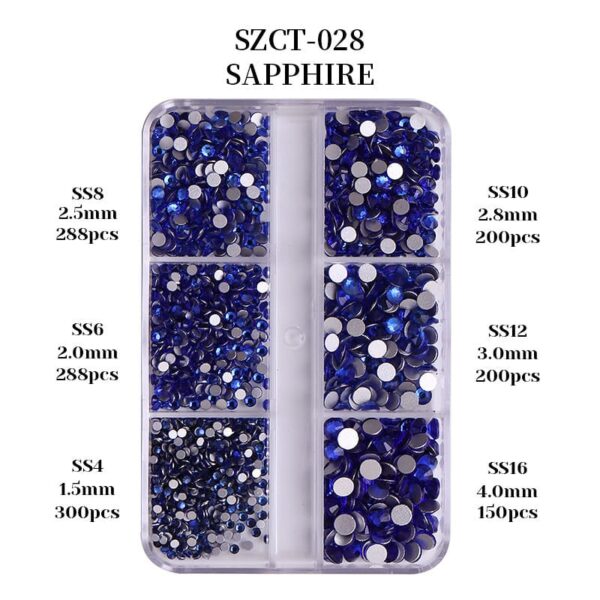High quality 6 compartments multi size crystal rhinestones coloured flat back glass studs art decoration salon supplies - Image 6