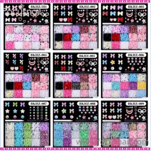 Nail Parts, Heart Ribbon, Approximately 500 Pieces, 3D Dimensional, Plump Star, Heart-shaped, Nail Pearl, Pink, Large, Nail Art, Decorative Parts, Jewelry Parts