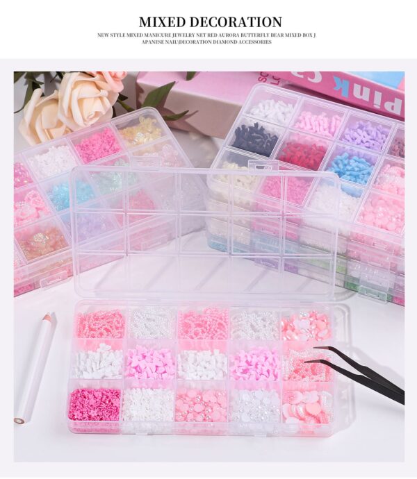 Nail Parts, Heart Ribbon, Approximately 500 Pieces, 3D Dimensional, Plump Star, Heart-shaped, Nail Pearl, Pink, Large, Nail Art, Decorative Parts, Jewelry Parts - Image 5