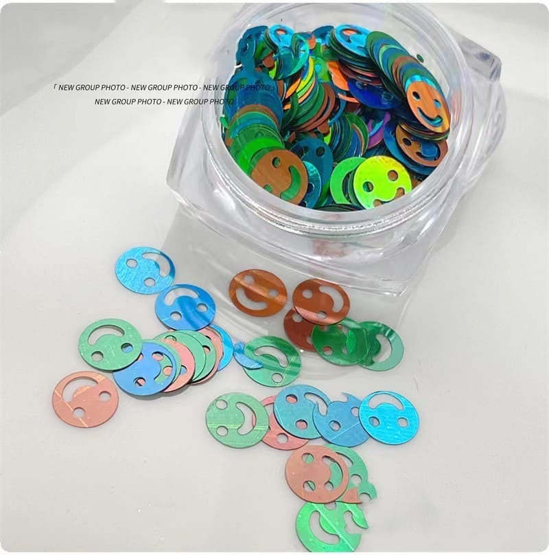 Smile Face Nail Glitter Sequin Nail Art Flake Slicing Nail Art Decoration Laser Colorful - Image 7