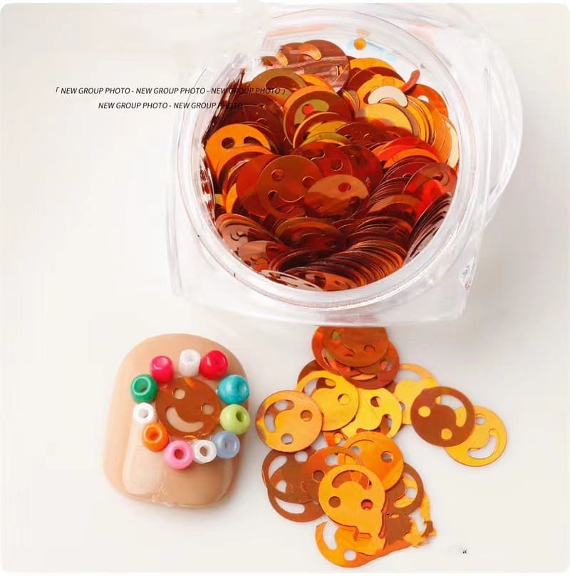 Smile Face Nail Glitter Sequin Nail Art Flake Slicing Nail Art Decoration Laser Colorful - Image 3