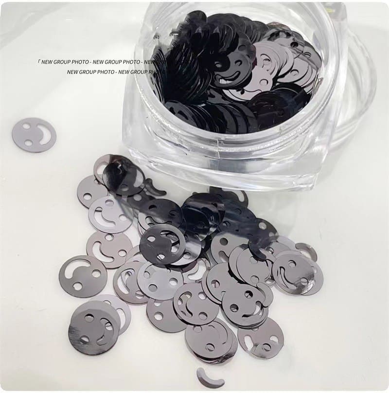 Smile Face Nail Glitter Sequin Nail Art Flake Slicing Nail Art Decoration Laser Colorful - Image 2