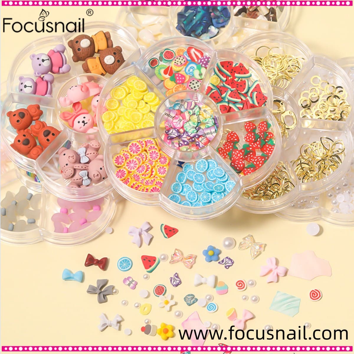 Box Fruit Nail Art Slices, Summer Mixed Shape Fruit Slime Nail Flakes, Cute Colorful Nail Art Charms Nail Decoration Nail Design Craft DIY Manicure Supplies