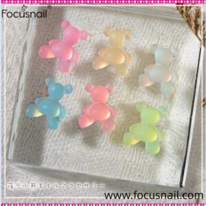 8 nail art glow-in-the-dark bear ice transparent fluorescent cartoon resin drill nail decorations