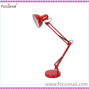 LED Swing Arm Desk Lamp, Adjustable Architect Reading Lamp, Metal Table Lamps Bedside Nightstand Lamp with E27 Bulb, Eye Protection for Study Work Office Crafts,Red