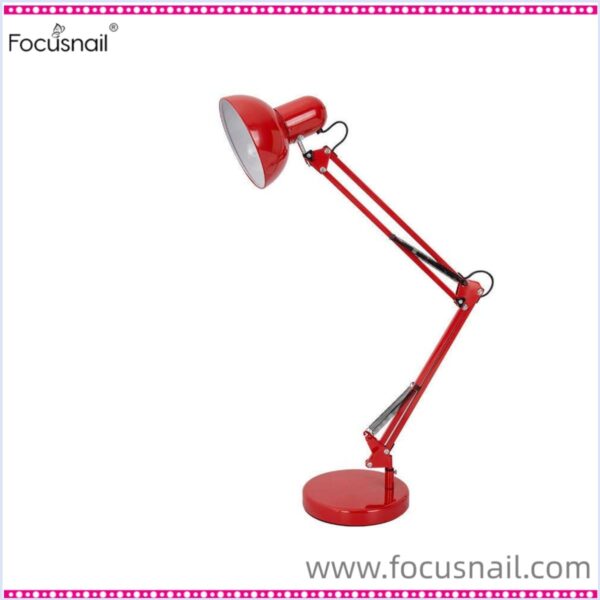 LED Swing Arm Desk Lamp, Adjustable Architect Reading Lamp, Metal Table Lamps Bedside Nightstand Lamp with E27 Bulb, Eye Protection for Study Work Office Crafts,Red