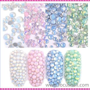 Opal Rhinestones for Nail Art Decoration Flatback Glass Crystal Rhinestones Opal Stones with 4 Colors for Nails
