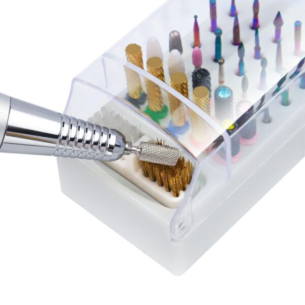 Nail Drill Bit Holder 30 Holes Drill Bit Holder for Nail Dust Proof Acrylic Nail Drill Holder Storage Box Container Nail Drill Bit Storage Box Nail Drill Bit Display Stand Nail Drill Bit Rack 30 - Image 2