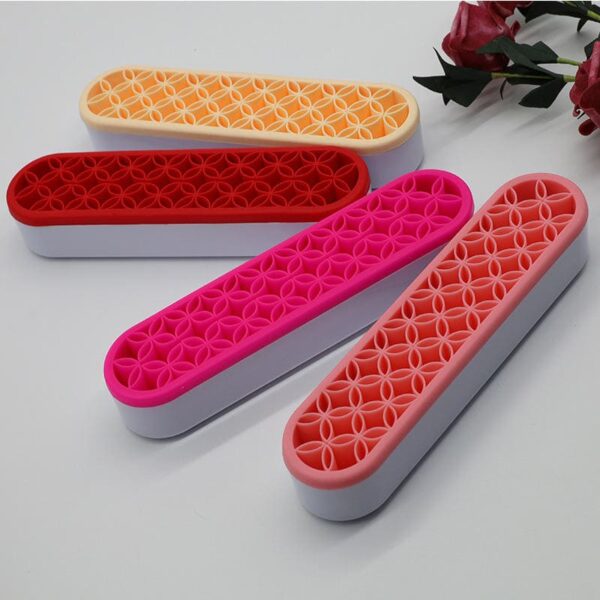 Shelf Makeup Brush Holder Nail Pen Holder Display Stand Rack Brush Storage Case Silicone Organizer Drying Shelf for Makeup Brush - Image 5