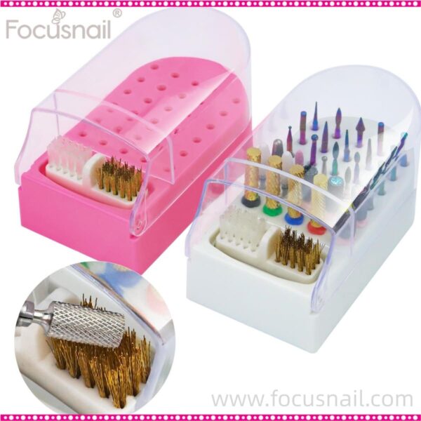 Nail Drill Bit Holder 30 Holes Drill Bit Holder for Nail Dust Proof Acrylic Nail Drill Holder Storage Box Container Nail Drill Bit Storage Box Nail Drill Bit Display Stand Nail Drill Bit Rack 30
