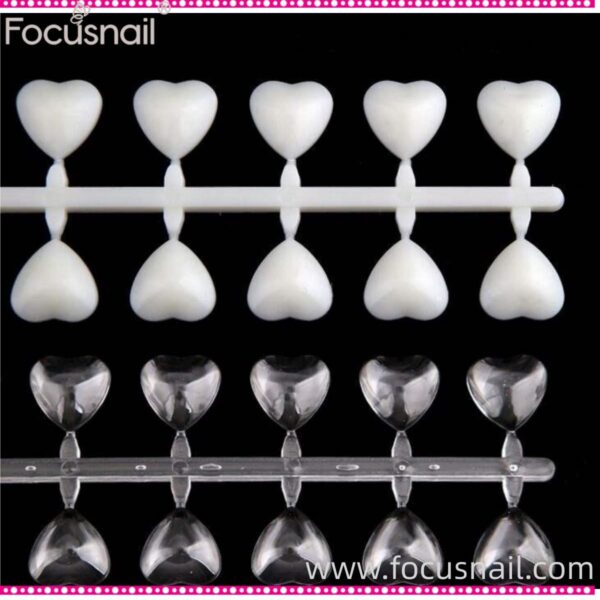 48 pcs oval heart shape nail art Artificial Nails Tips Color Chart training tools heart nail practice tips