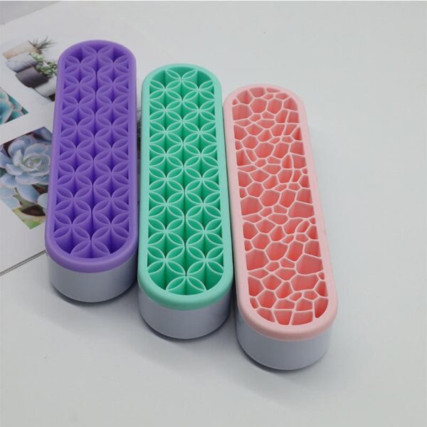 Shelf Makeup Brush Holder Nail Pen Holder Display Stand Rack Brush Storage Case Silicone Organizer Drying Shelf for Makeup Brush - Image 2