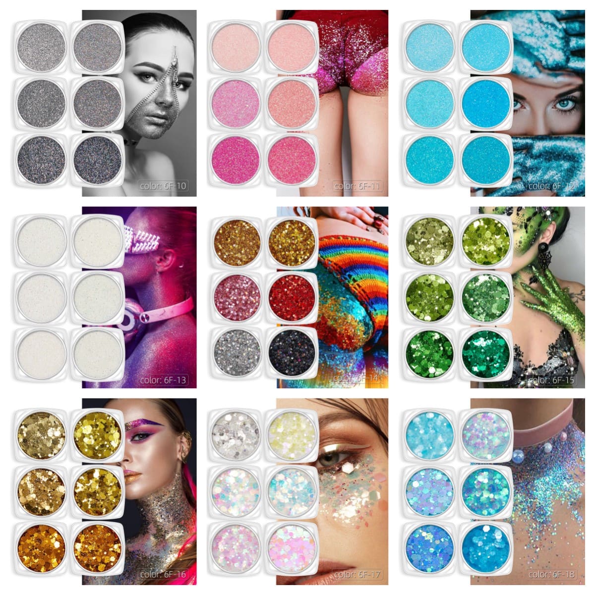 Nail Glitter Set of  Resin Enclosed Parts Face/Body Makeup Halloween Christmas Party - Image 4