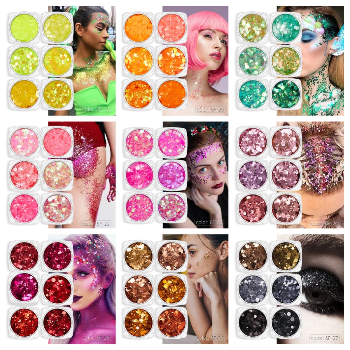 Nail Glitter Set of  Resin Enclosed Parts Face/Body Makeup Halloween Christmas Party - Image 3
