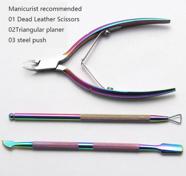 Remove dead skin steel push nail planer nail clippers stainless steel color steel nail tool - Image 5