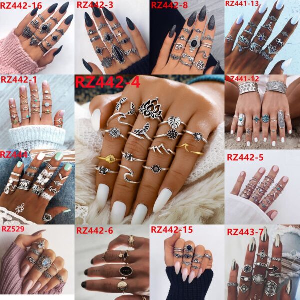 Gold Snake Knuckle Ring Boho Rhinestone Stackable Ring Set Jewelry Vintage Stacking Midi Finger Ring Ladies Girls - Image 6