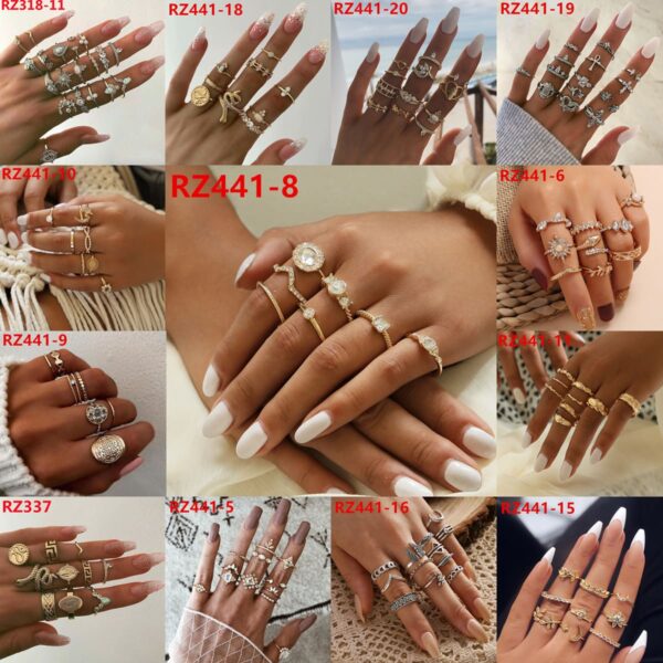 Gold Snake Knuckle Ring Boho Rhinestone Stackable Ring Set Jewelry Vintage Stacking Midi Finger Ring Ladies Girls - Image 4