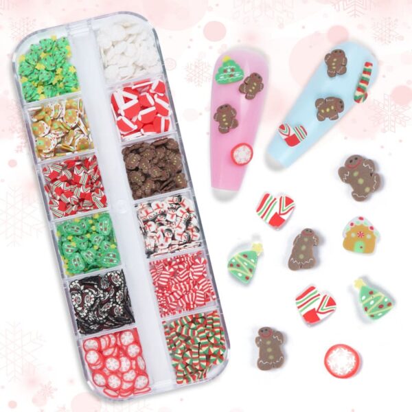 Mixed Xmas gingerbread man snowflake Polymer Clay Slices Christmas Embellishments Festival Nail art charms Designs - Image 8