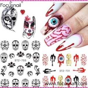 Halloween Nail Art Sticker Decals Watermark Sticker Skull Demon Ghost Clown Magic Eyeshadow Album Nail Art Decoration Nails
