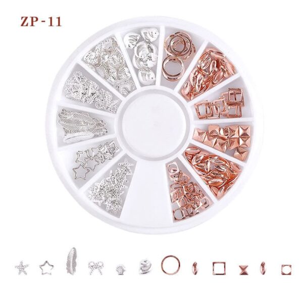 1 Box Round Nails Charms Studs Metallic Rivet Heart Moon Star Nail Tips Decorations Manicure Tools - Image 6