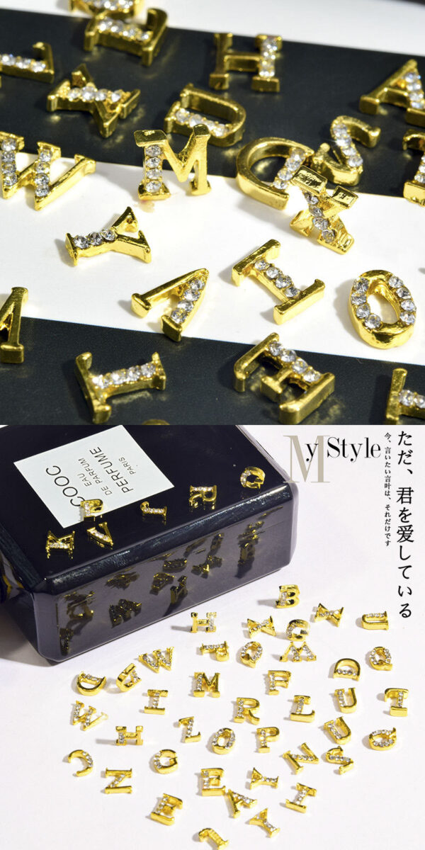 26 letter Glitter rhinestones for nail art decorations zircon diamond charms gem Metal alloy nail Charms accessories - Image 5