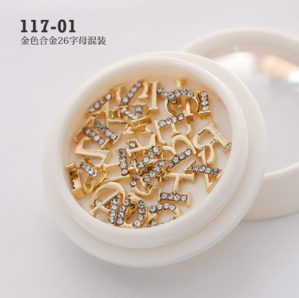26 letter Glitter rhinestones for nail art decorations zircon diamond charms gem Metal alloy nail Charms accessories - Image 4