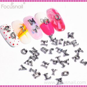 26 letter Glitter rhinestones for nail art decorations zircon diamond charms gem Metal alloy nail Charms accessories