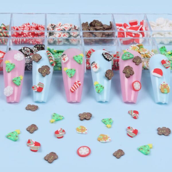 Mixed Xmas gingerbread man snowflake Polymer Clay Slices Christmas Embellishments Festival Nail art charms Designs - Image 6