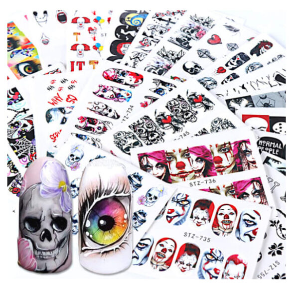 Halloween Nail Art Sticker Decals Watermark Sticker Skull Demon Ghost Clown Magic Eyeshadow Album Nail Art Decoration Nails - Image 6