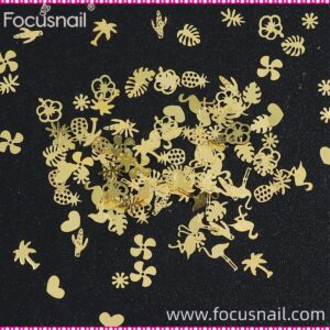 Rivet Paillette Glitter Nail Art Decor Hollow Nail Flakes DIY Gold Metal Slices Nail Jewelry Sequins Flamingos Leaf Fruit