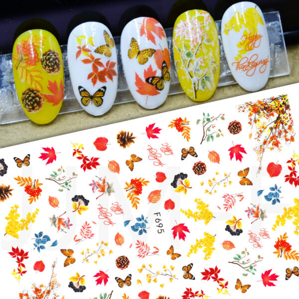 summer coconut tree nail water stickers autumn and winter autumn leaves nail transfer paper nail stickers - Image 10