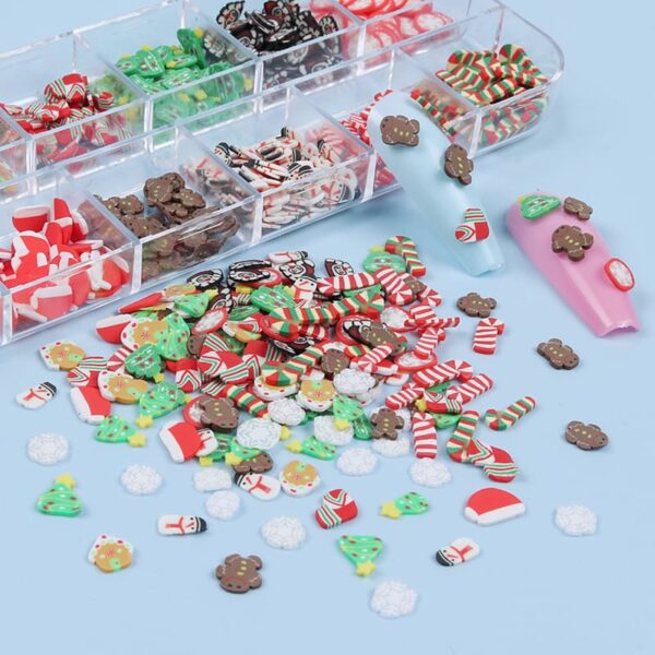 Mixed Xmas gingerbread man snowflake Polymer Clay Slices Christmas Embellishments Festival Nail art charms Designs - Image 5