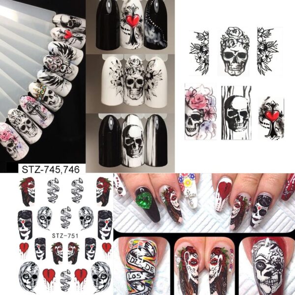 Halloween Nail Art Sticker Decals Watermark Sticker Skull Demon Ghost Clown Magic Eyeshadow Album Nail Art Decoration Nails - Image 4