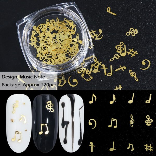 Rivet Paillette Glitter Nail Art Decor Hollow Nail Flakes DIY Gold Metal Slices Nail Jewelry Sequins Flamingos Leaf Fruit - Image 4