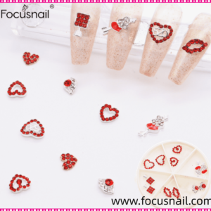 Valentine's Day 3D Alloy Elegant Tulip Flower Metal Gold Rose Nail jewley Heart Nail Art Rhinestones Manicure