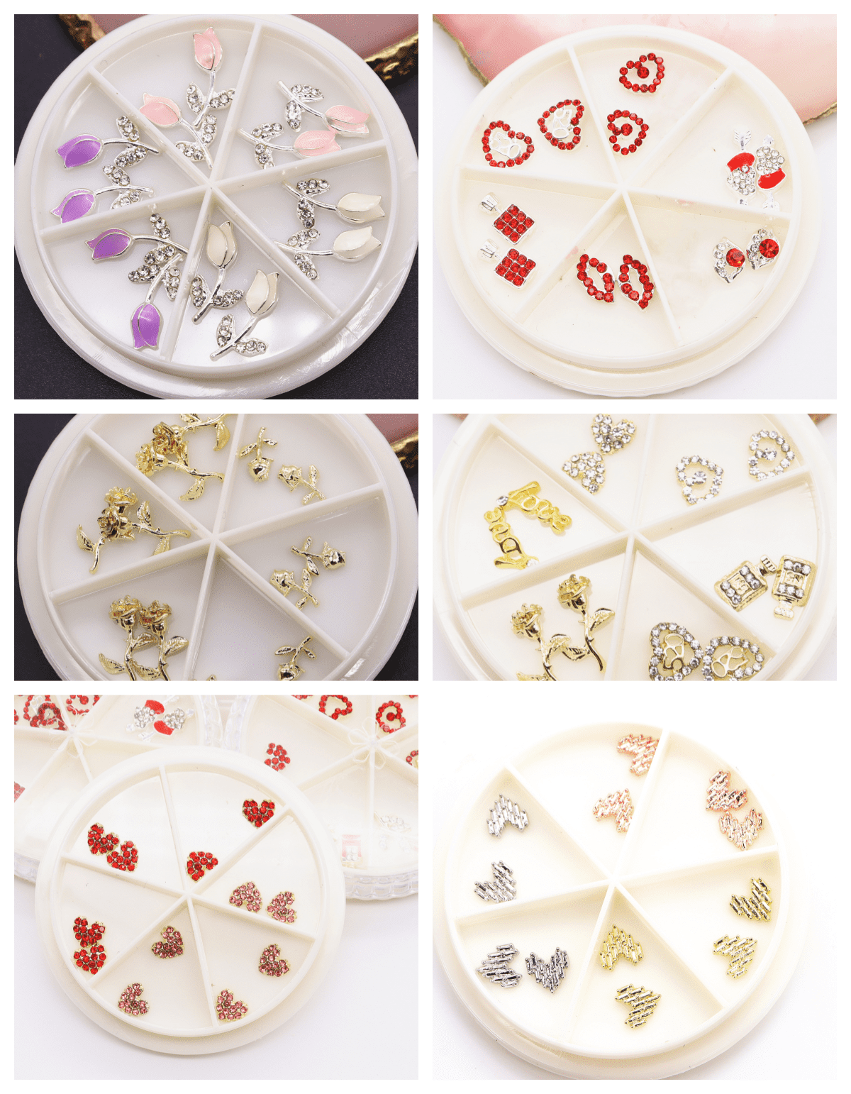 Valentine's Day 3D Alloy Elegant Tulip Flower Metal Gold Rose Nail jewley Heart Nail Art Rhinestones Manicure - Image 6