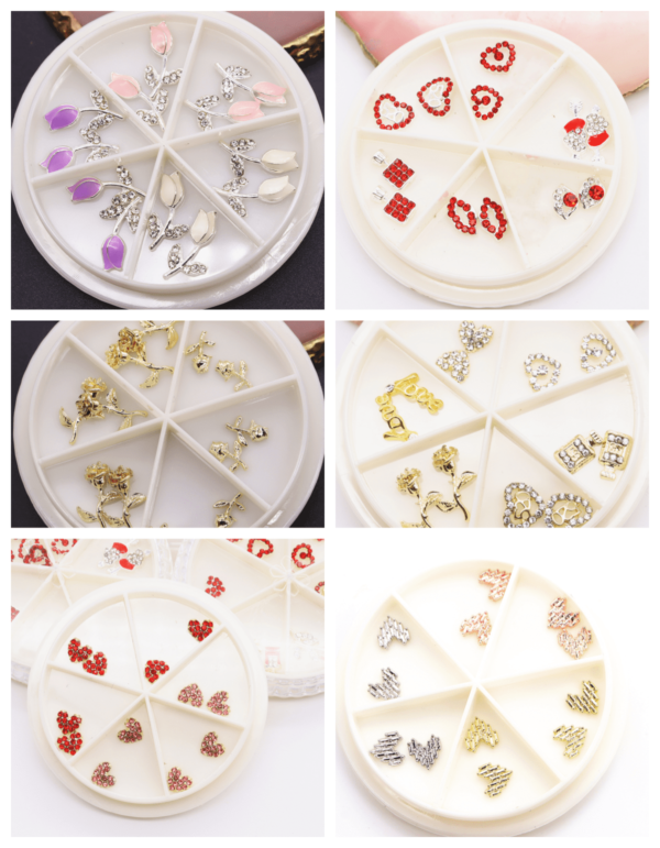 Valentine's Day 3D Alloy Elegant Tulip Flower Metal Gold Rose Nail jewley Heart Nail Art Rhinestones Manicure - Image 6