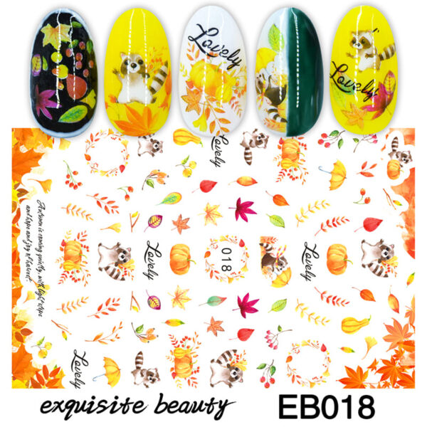 summer coconut tree nail water stickers autumn and winter autumn leaves nail transfer paper nail stickers - Image 5